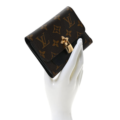 Louis Vuitton Monogram Flower Lock Compact Wallet Black 2 of 6