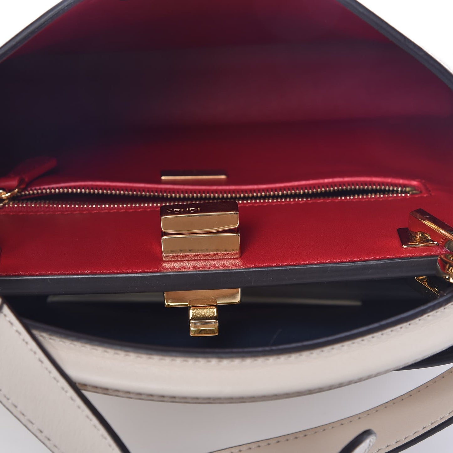 Vitello Tahiti Burro Bi-Color Medium Peekaboo Iconic Essentially Satchel Camelia Fragola Dark Blue