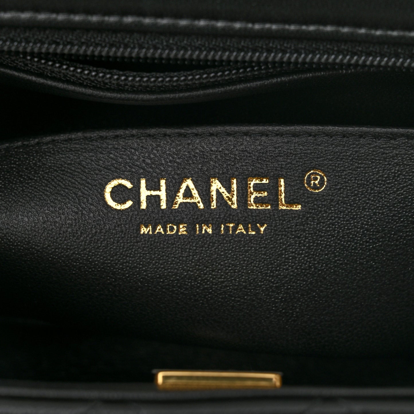 Lambskin Quilted Mini Top Handle Rectangular Flap Black