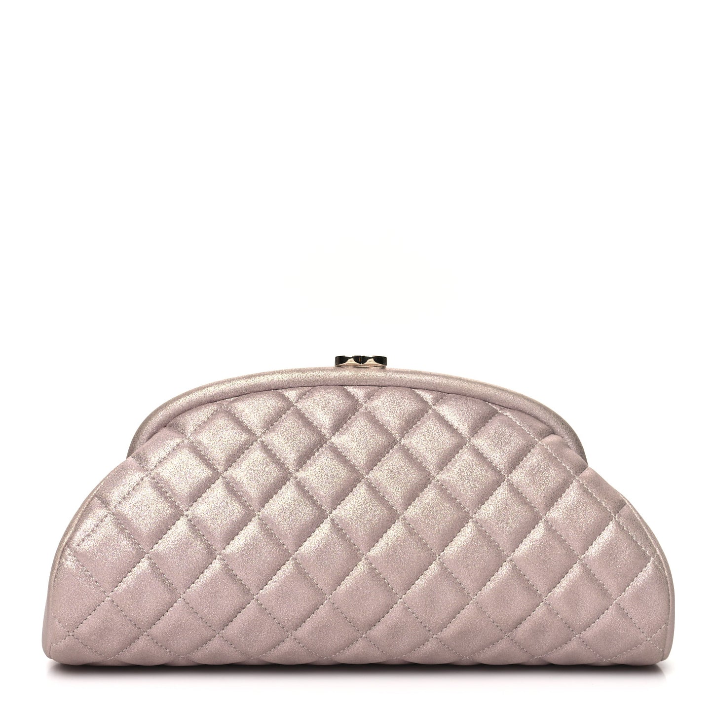 Metallic Lambskin Quilted Timeless Clutch Pink