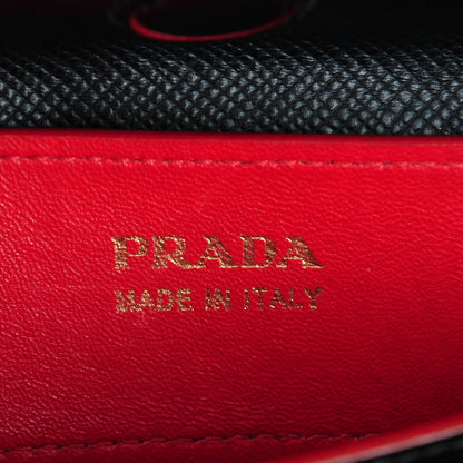 Prada Saffiano Cuir Large Double Bag Nero Black Ciliegia 6 of 10