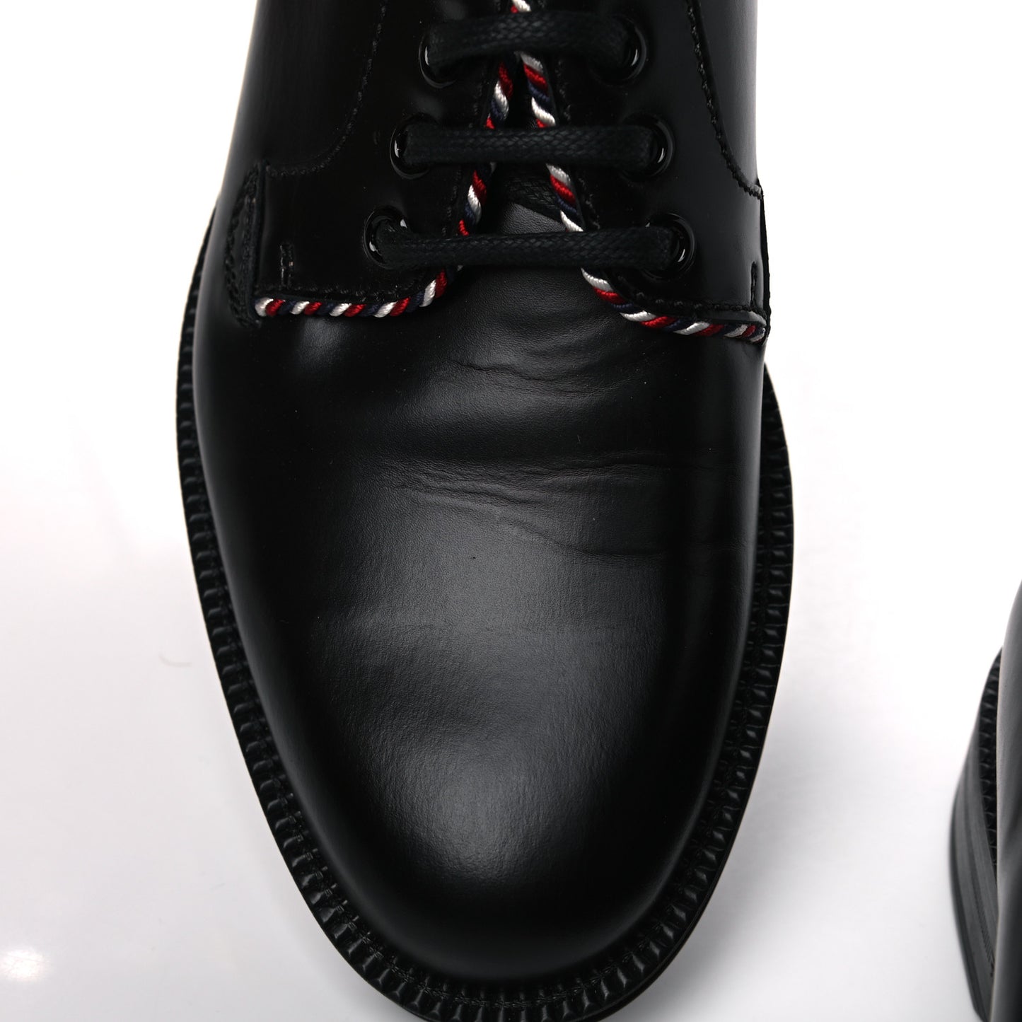 Calfskin Embroidered Mens Lace Up Derbys 5 Black