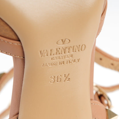 Valentino Garavani Pebbled Calfskin Rockstud Ankle Strap 65mm Pumps 36.5 Deep Cuir 6 of 8