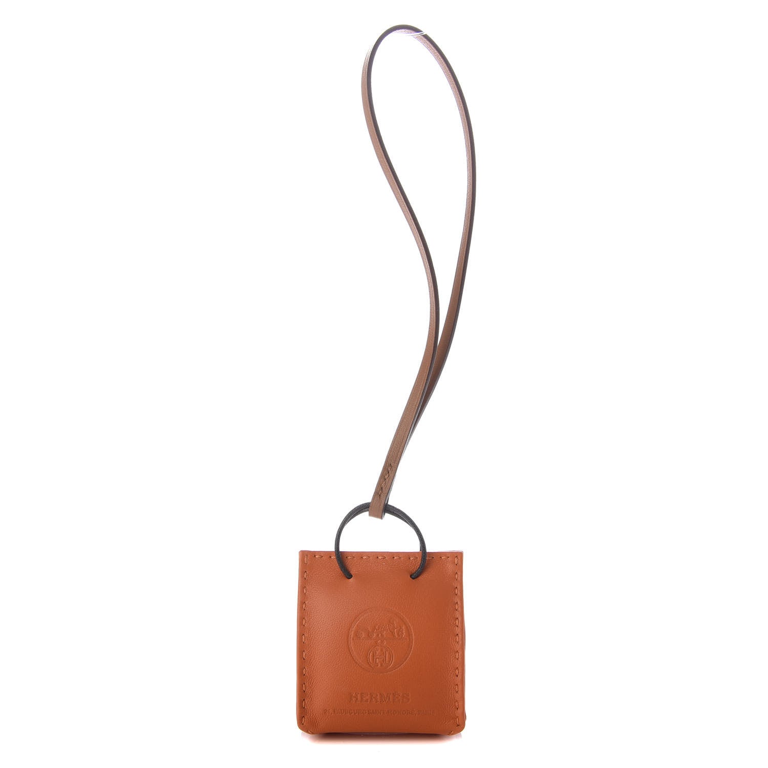 Hermes Milo Lambskin Swift Shopping Bag Charm Feu Gold 1 of 5