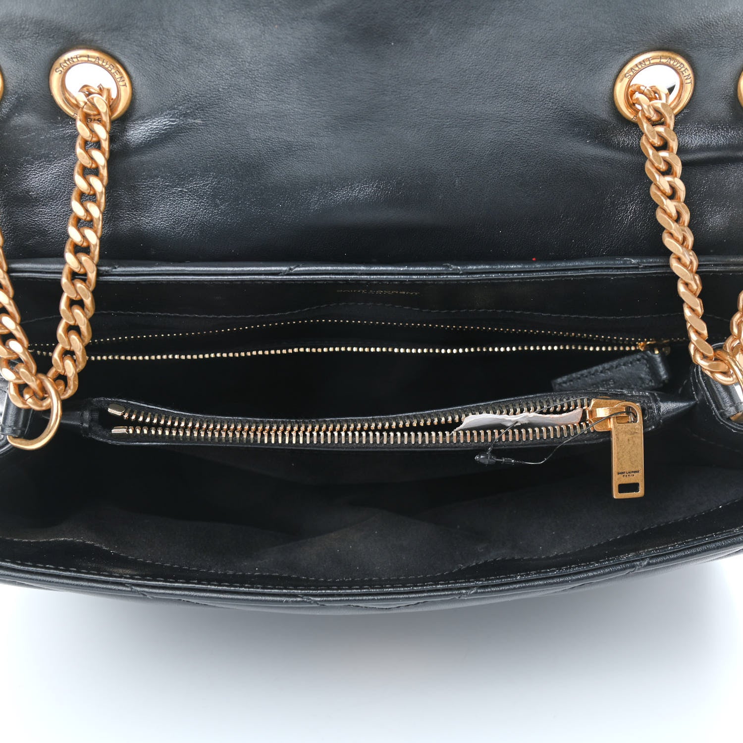 Saint Laurent Calfskin Y Quilted Monogram Medium Loulou Chain Satchel Black 5 of 7