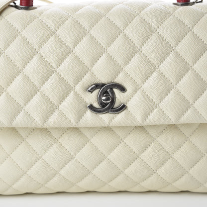 Chanel Caviar Lizard Quilted Medium Coco Handle Flap White 10 of 12