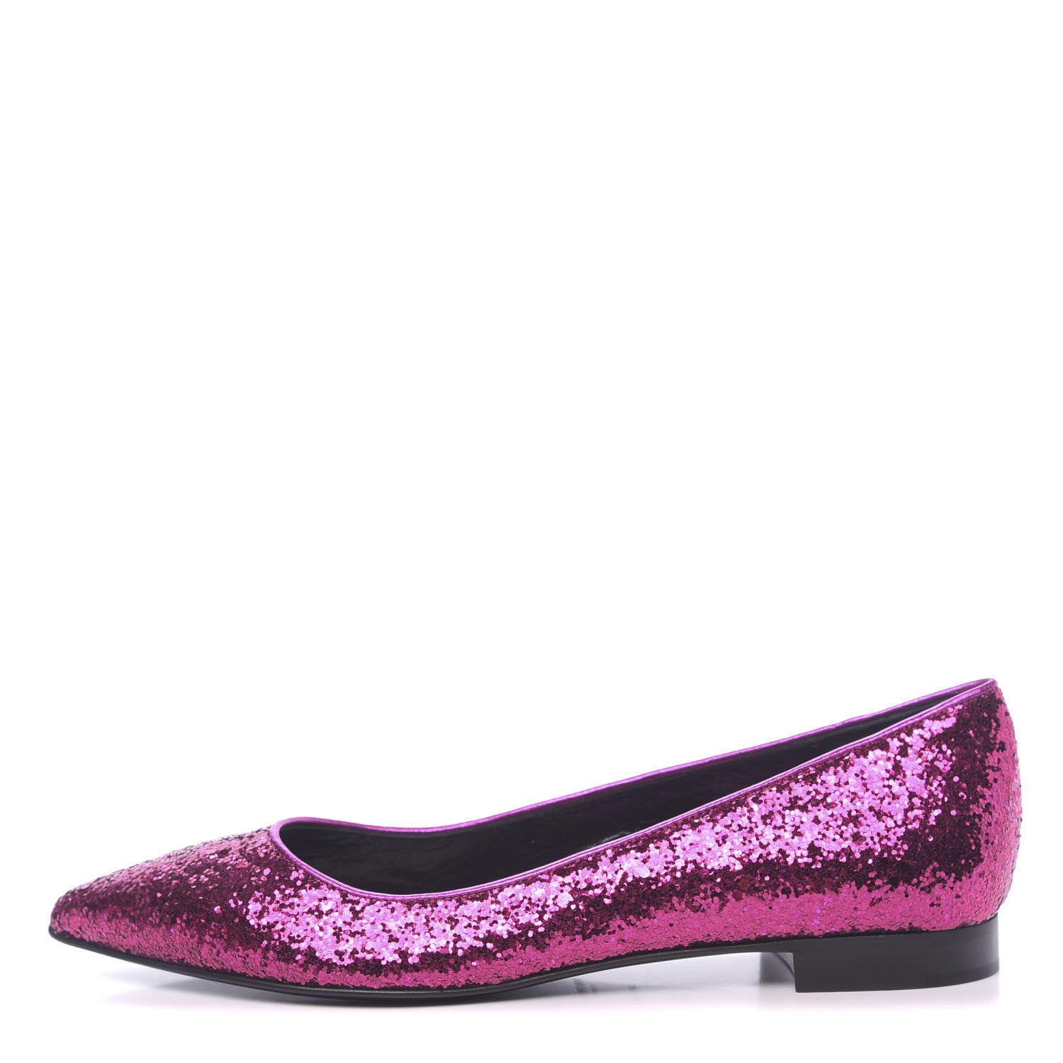 Saint Laurent Metallic Sparkle Fabric Paris Ballet Flat 35 Fuchsia 1 of 8