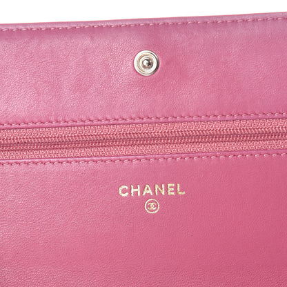 Chanel Lambskin Camellia Embossed Wallet On Chain WOC Pink 6 of 13