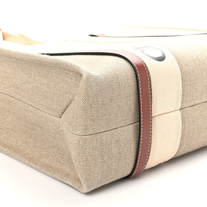 Chloe Linen Calfskin Medium Woody Ribbon Tote White Brown 8 of 9