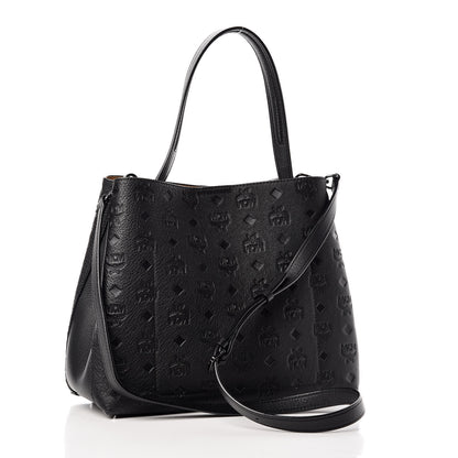 MCM Calfskin Ottomar Monogram Sarah Convertible Hobo Black 4 of 8