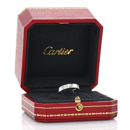 Cartier 18K White Gold 8 Diamond 4mm Wedding Band LOVE Ring 51 5.75 5 of 5