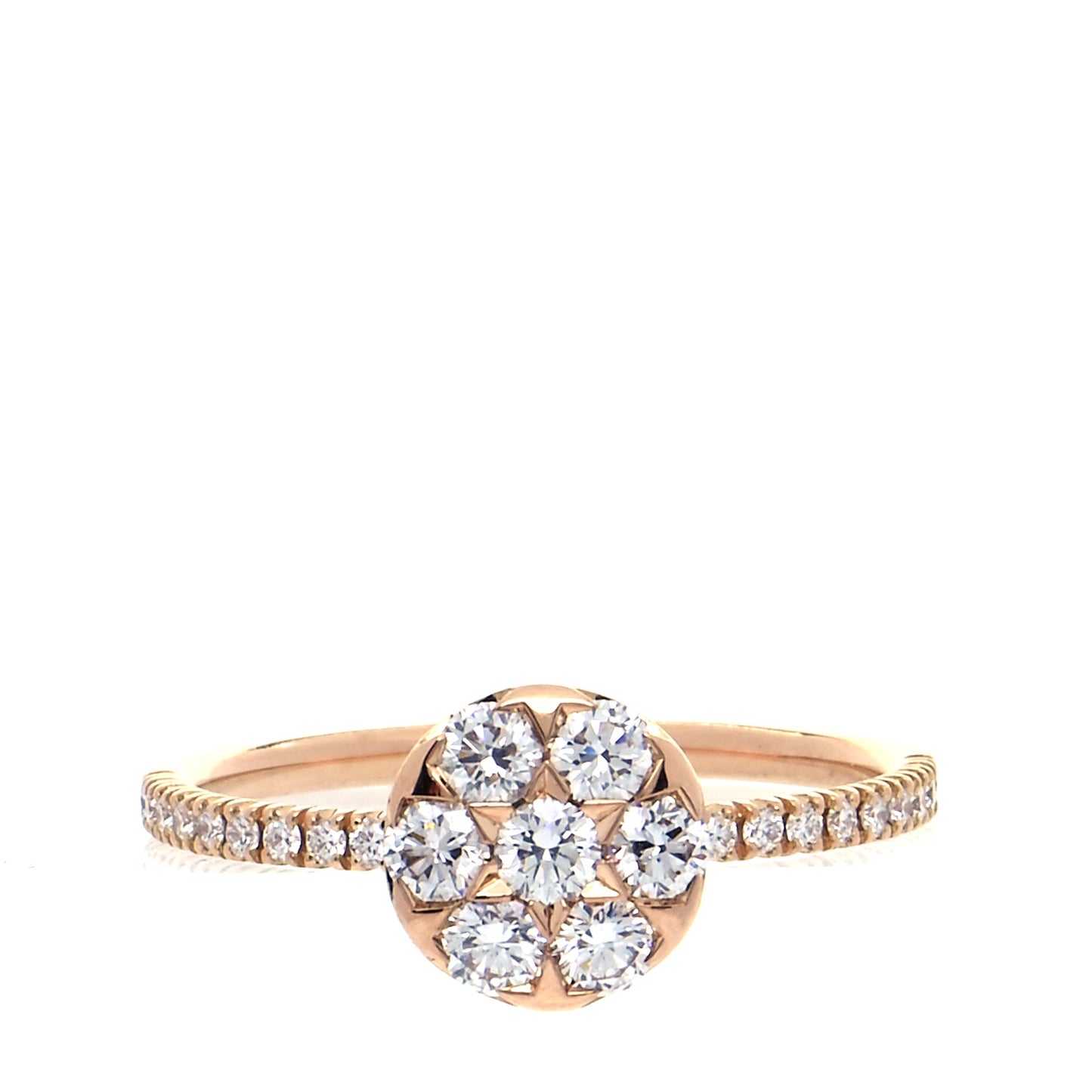 18K Pink Gold Diamond Etincelle De Cartier Cluster Ring 51 5.75