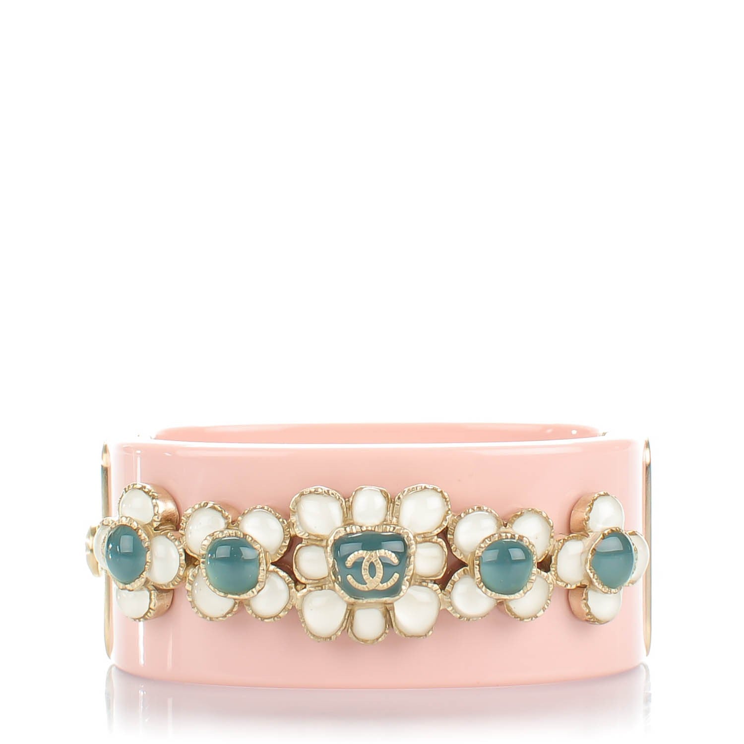 Chanel Resin Gripoix CC Cuff Pink 1 of 6
