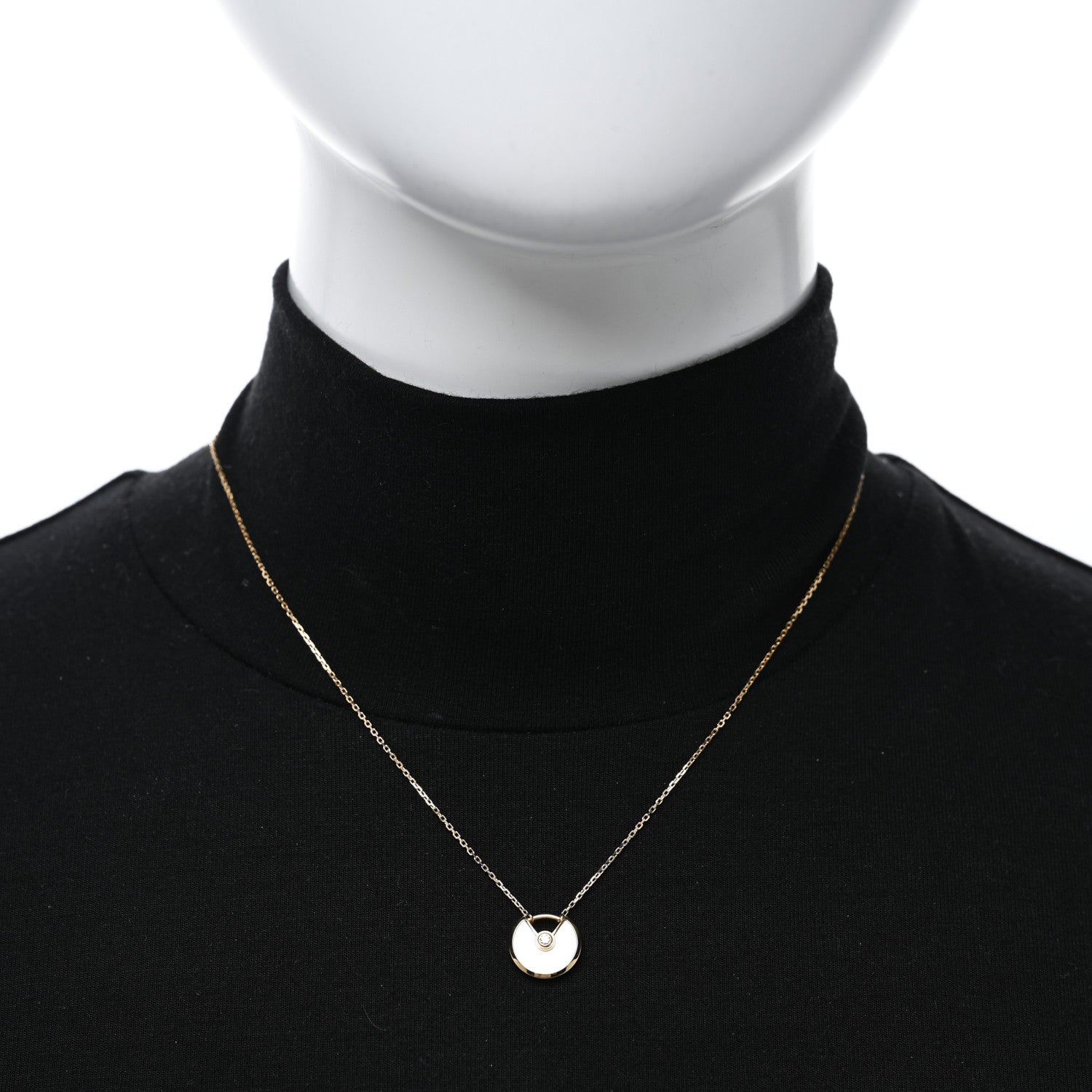 Cartier 18K Yellow Gold Diamond Mother of Pearl XS Amulette de Cartier Pendant Necklace 2 of 5