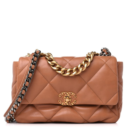 Chanel Lambskin Quilted Large Chanel 19 Flap Brown 1 of 10