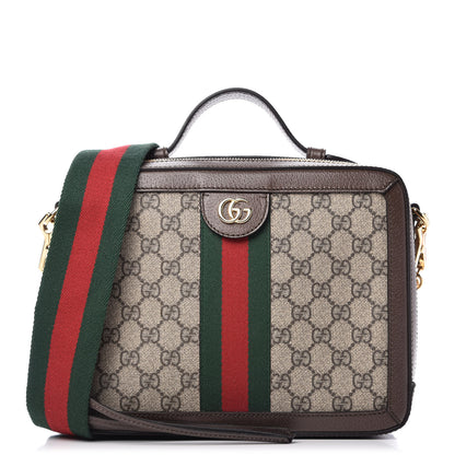 Gucci GG Supreme Monogram Web Small Ophidia Top Handle Shoulder Bag Brown 1 of 10