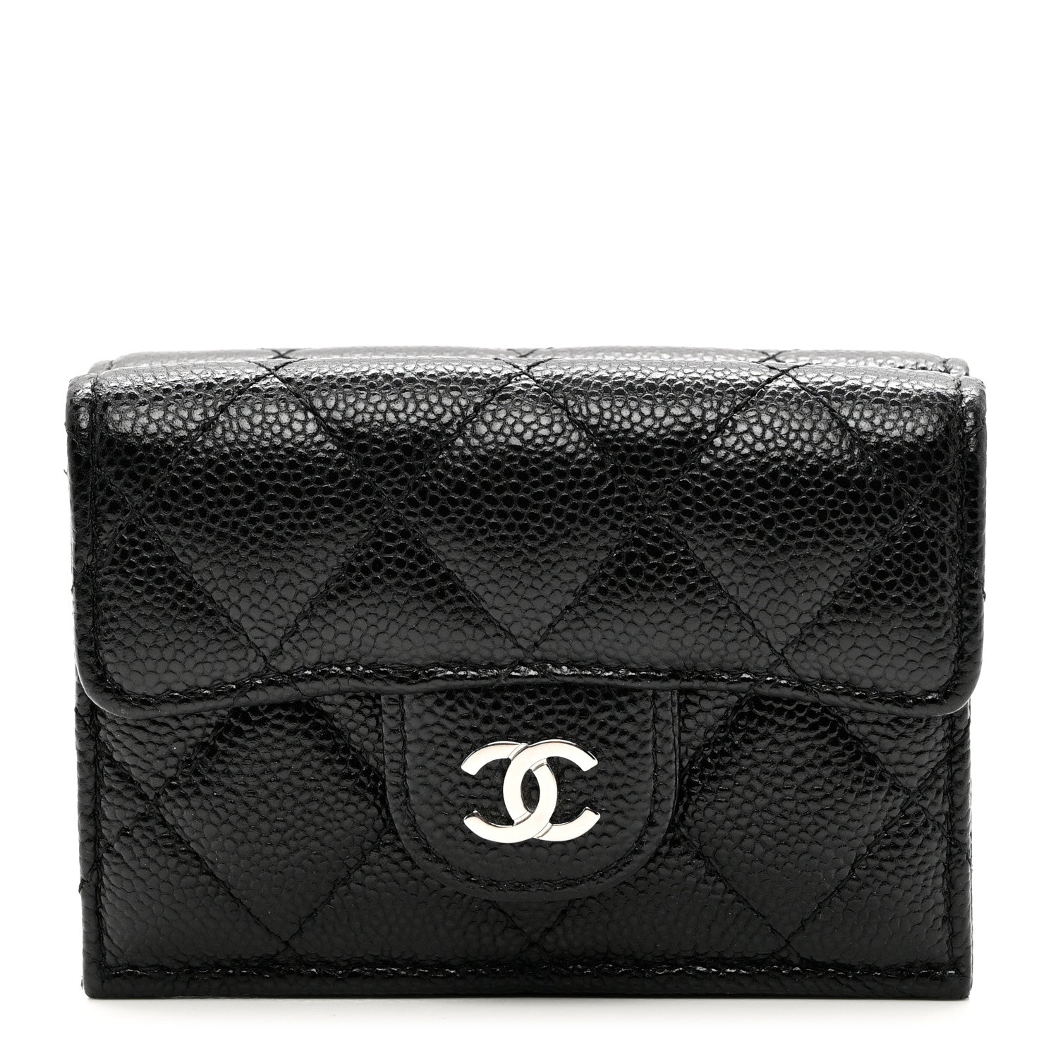 Chanel Caviar Quilted Tri-Fold Flap Wallet Black 1 of 8