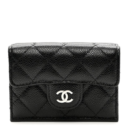 Chanel Caviar Quilted Tri-Fold Flap Wallet Black 1 of 8