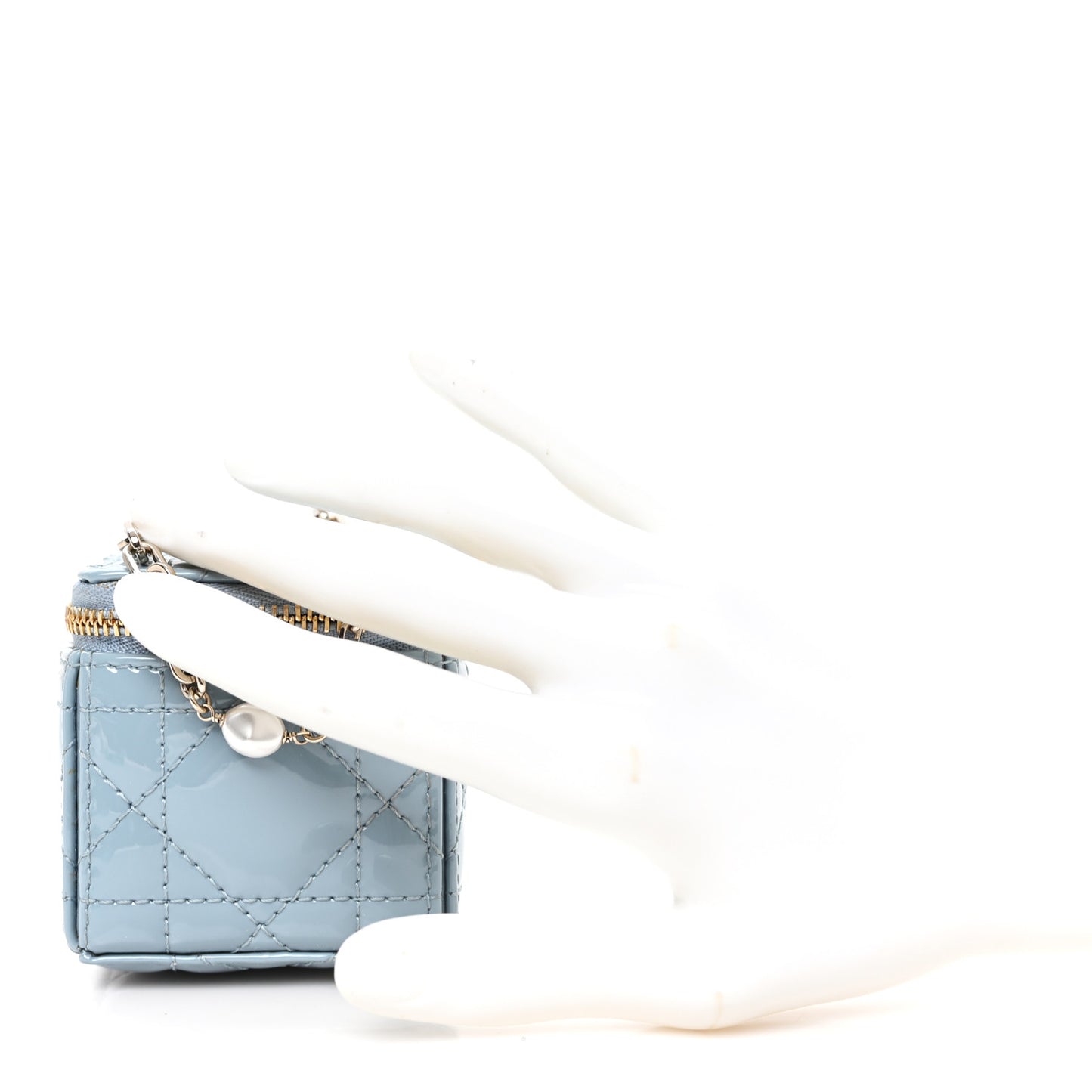 Patent Cannage Cube Wristlet Blue