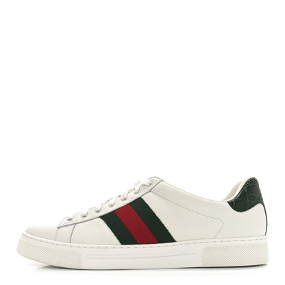 Gucci Ultralight Plume Calfskin Web Mens New Ace Sneakers 8 Green Ace 1 of 8
