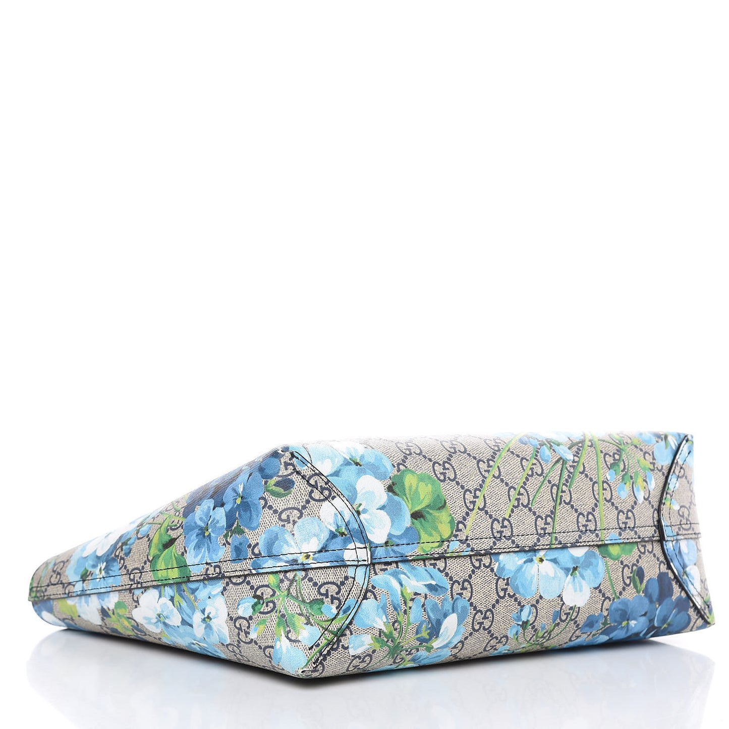 GG Supreme Monogram Blooms Small Reversible Tote Beige Blue Navy