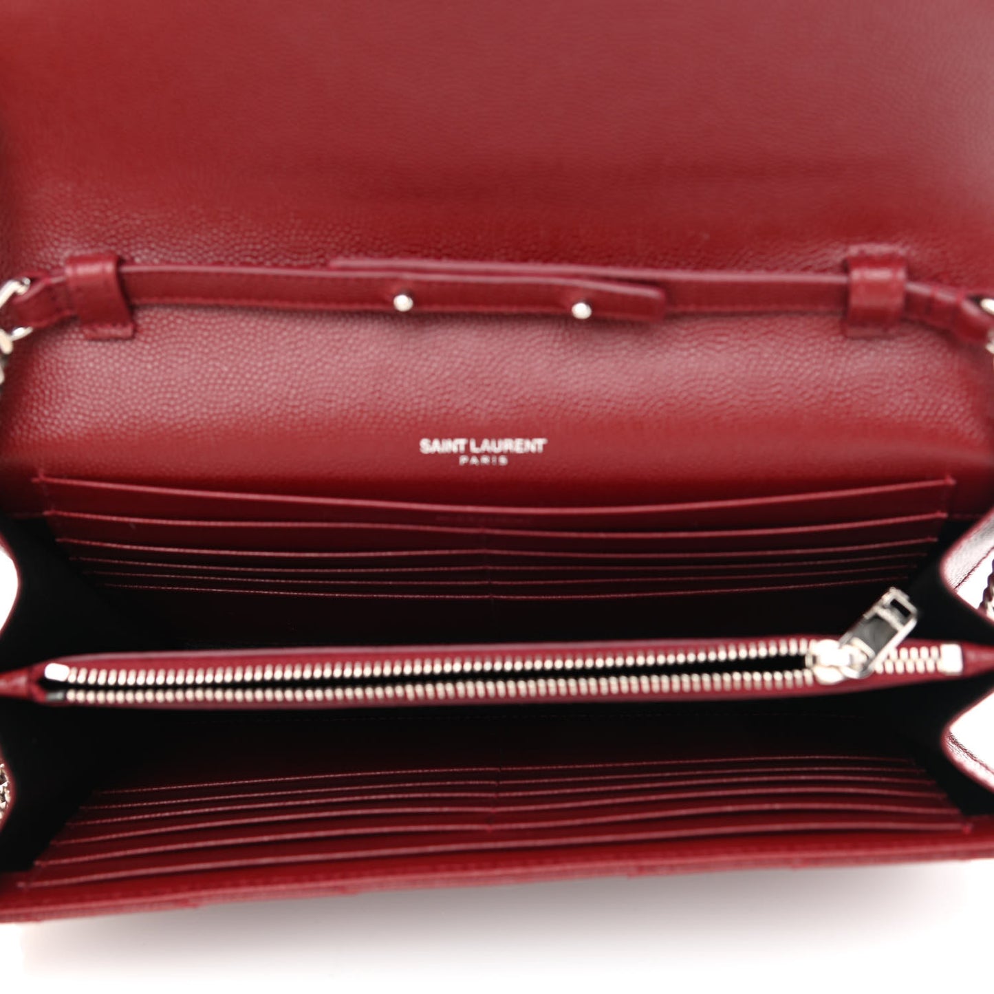 Grain De Poudre Matelasse Chevron Monogram Chain Wallet Palissandre