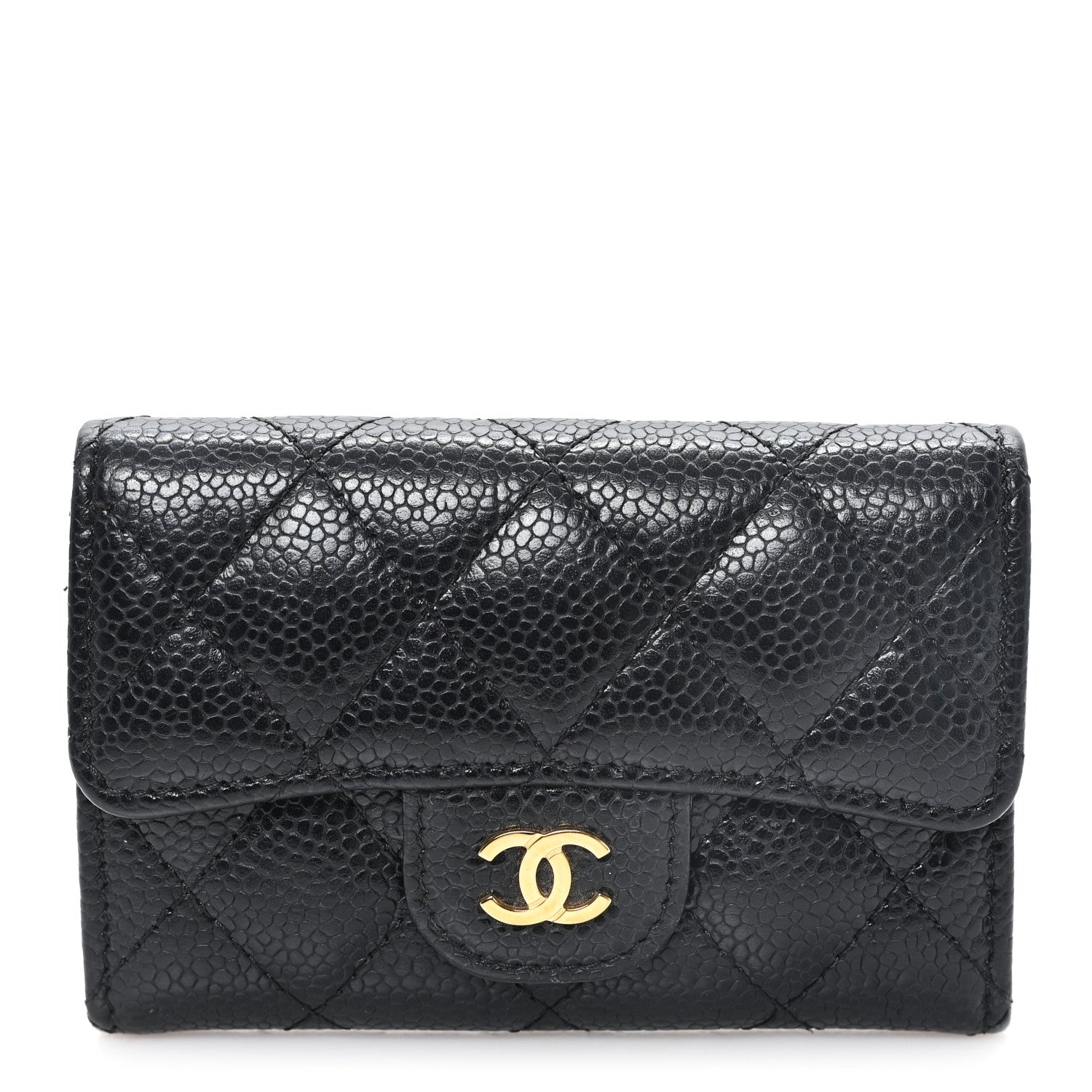 Chanel Caviar Quilted Flap Card Holder Wallet Black 1 of 10
