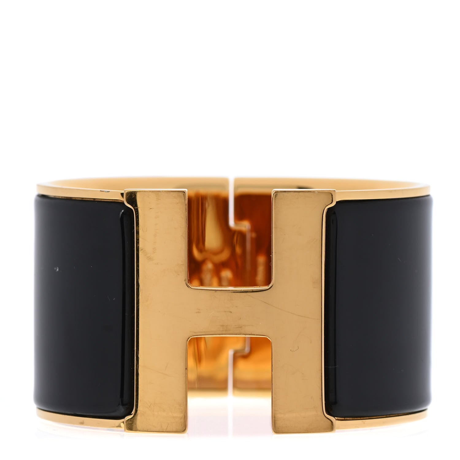 Hermes Enamel Extra Wide Clic Clac H Bracelet PM Black 1 of 4