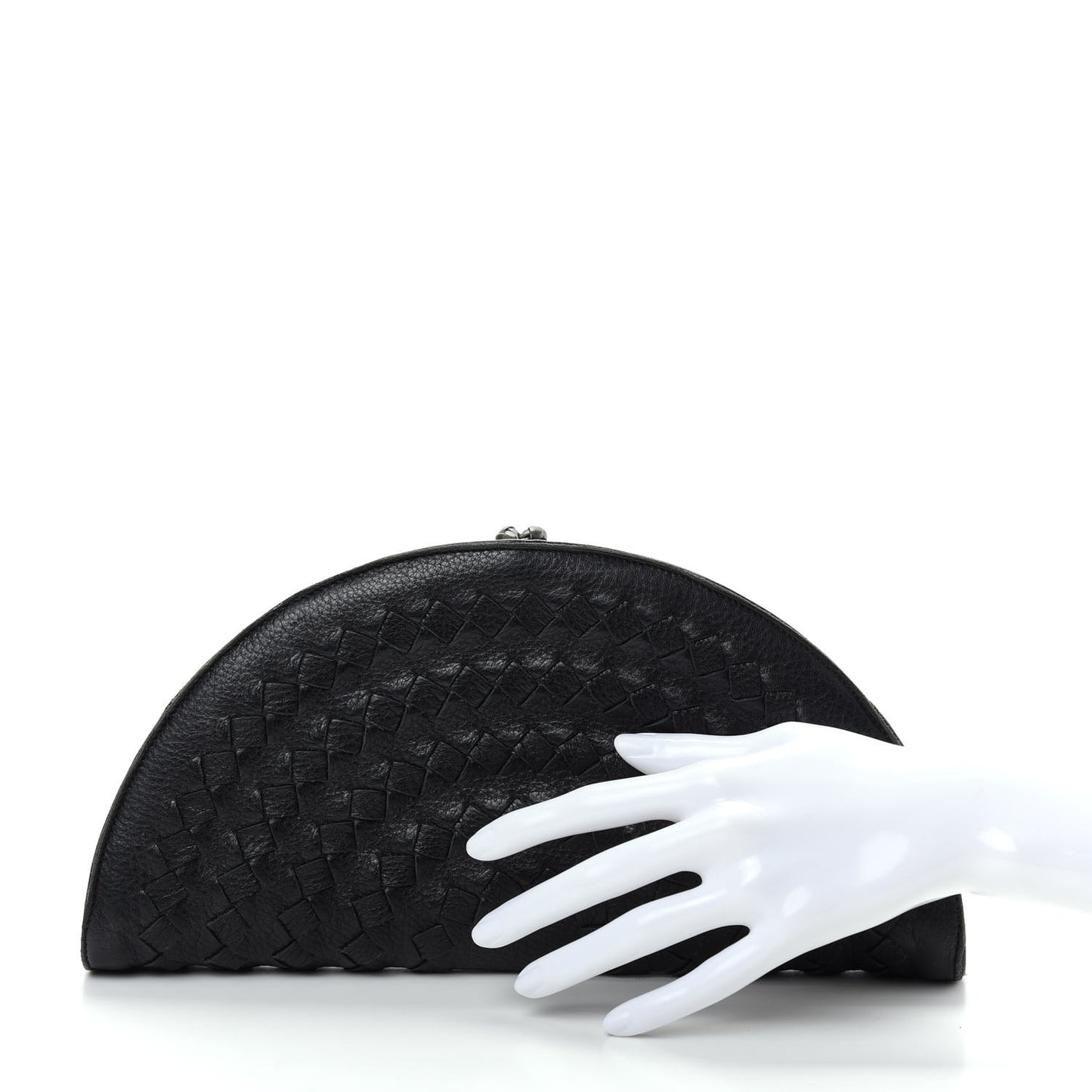 Cervo Deerskin Intrecciato Fan Clutch Black