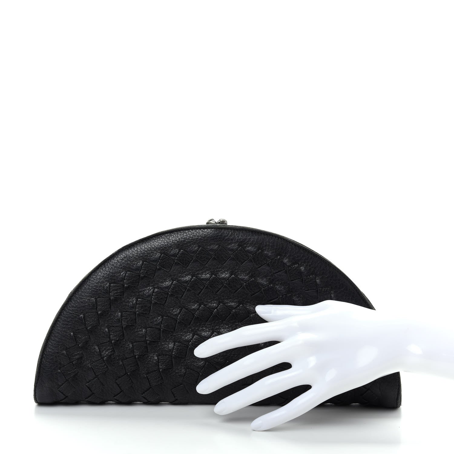 Bottega Veneta Cervo Deerskin Intrecciato Fan Clutch Black 2 of 7