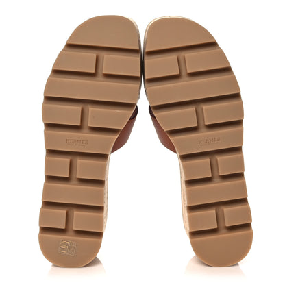 Hermes Calfskin Cork Eze 30 Sandals 39 Marron Glaise 5 of 10