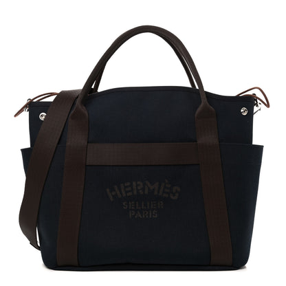 Hermes Toile Sac De Pansage Groom Bleu Navy Feu 1 of 5