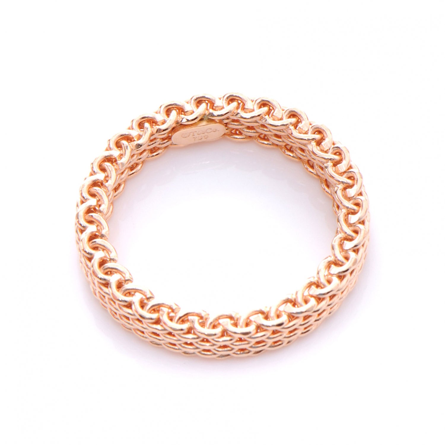 Tiffany 18k Rose Gold Narrow Mesh Somerset Ring 6 4 of 5