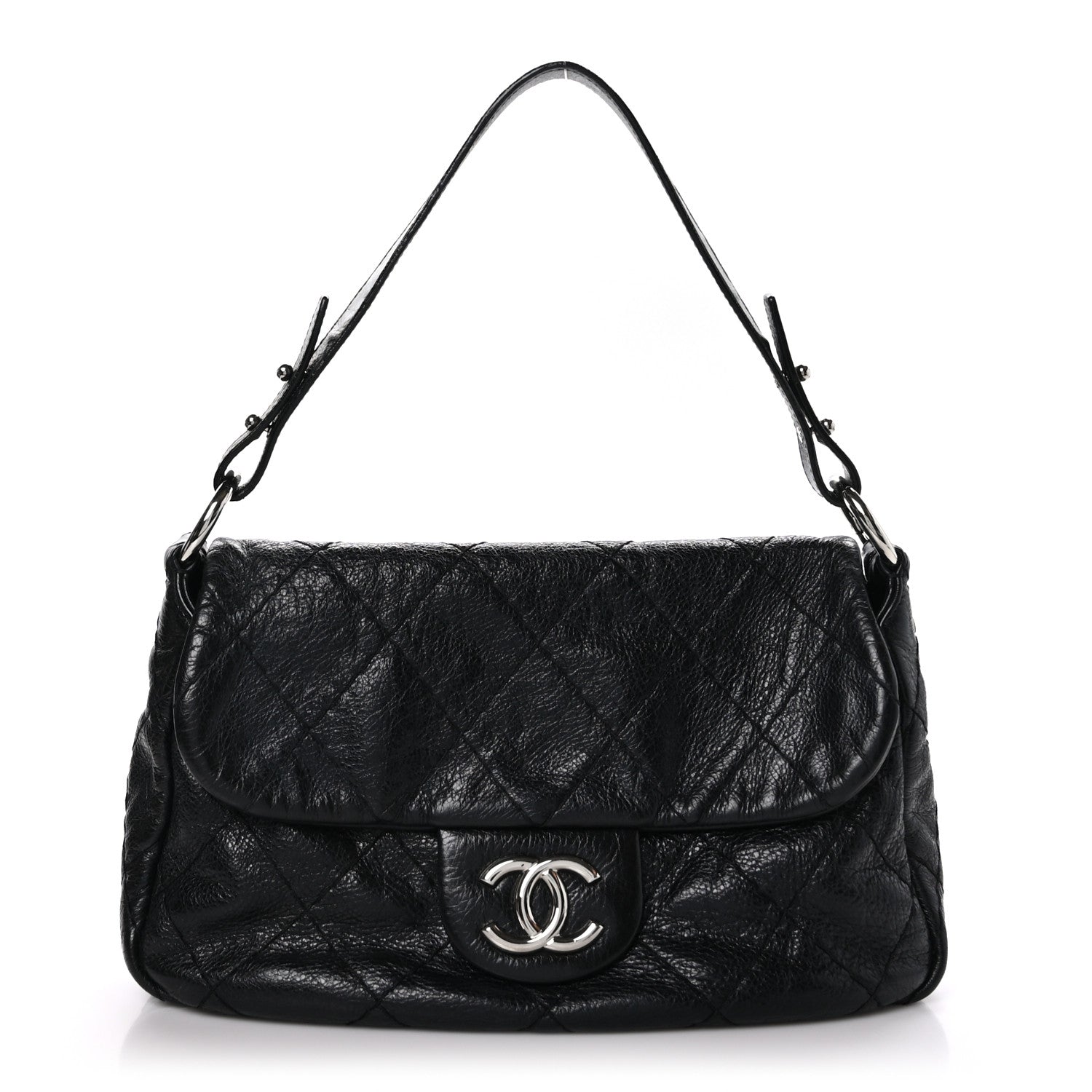 Chanel Glazed Calfskin Stitched On The Road Flap Black 1 of 12