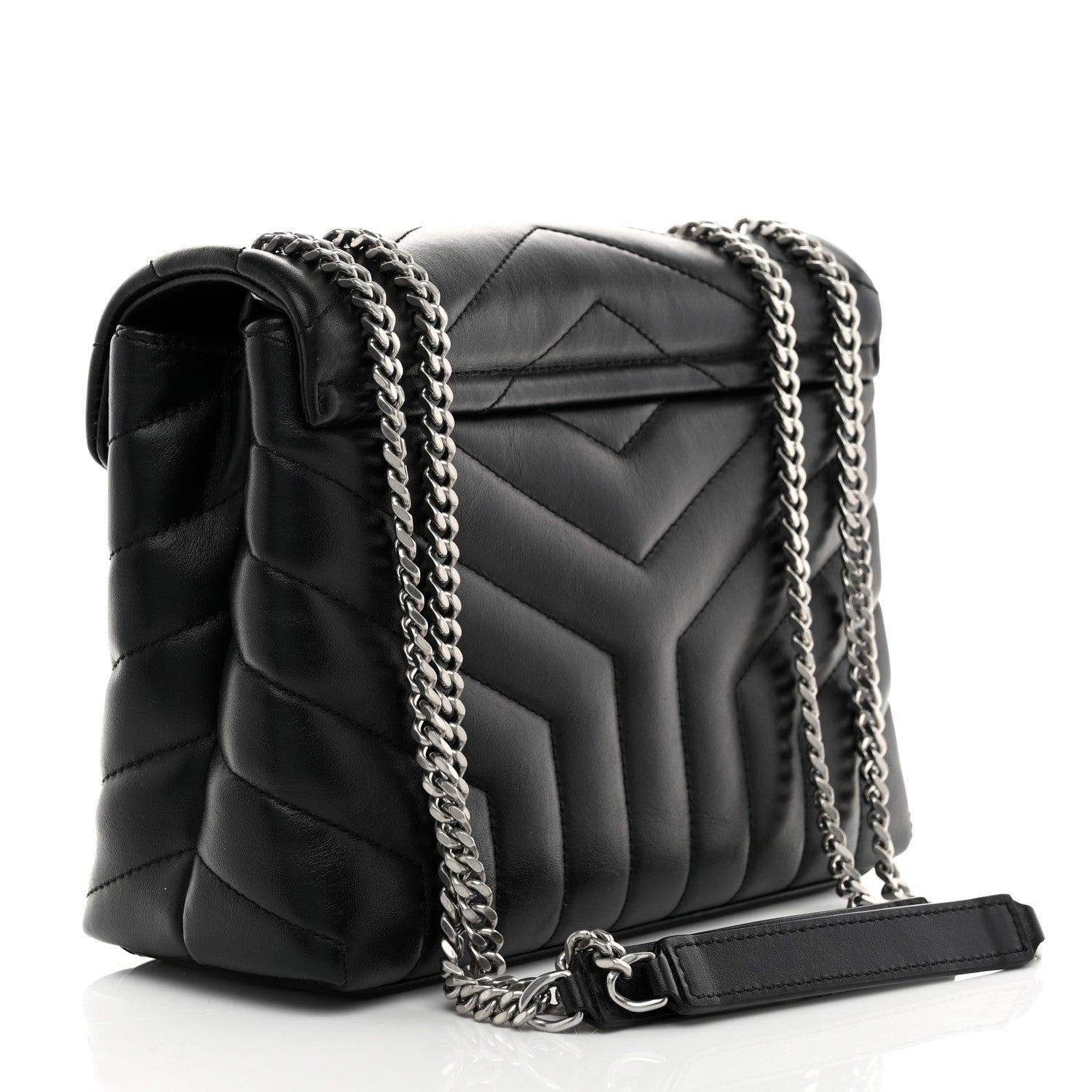 Saint Laurent Calfskin Y Quilted Monogram Small Loulou Chain Satchel Black 3 of 11