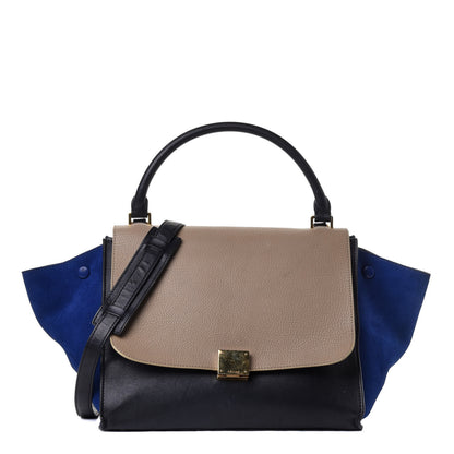 Celine Calfskin Suede Medium Tri-color Trapeze Sand 1 of 4
