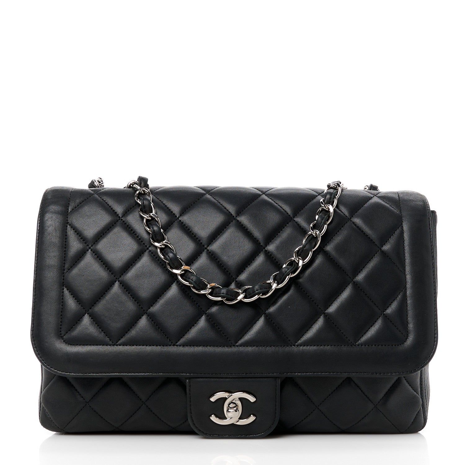 Chanel Lambskin Quilted Large Coco Rider Flap Black 1 of 11