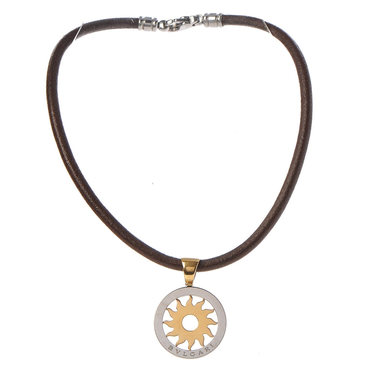 18K Yellow Gold Stainless Steel Tondo Sun Pendant Necklace