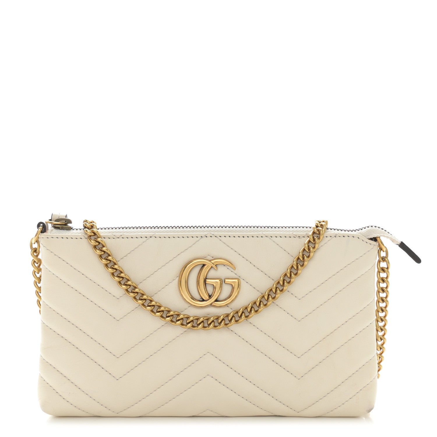 Gucci Calfskin Matelasse Mini GG Marmont Chain Bag White 1 of 13