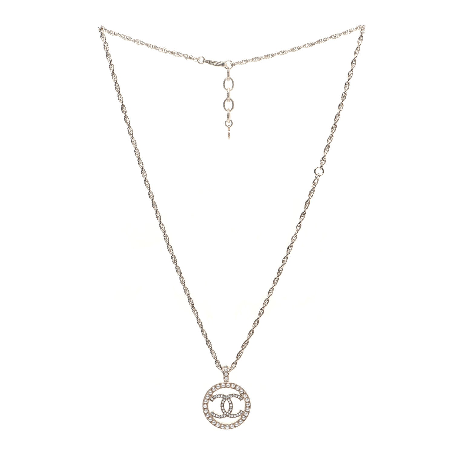 Chanel Pearl CC Round Pendant Necklace Gold 2 of 8