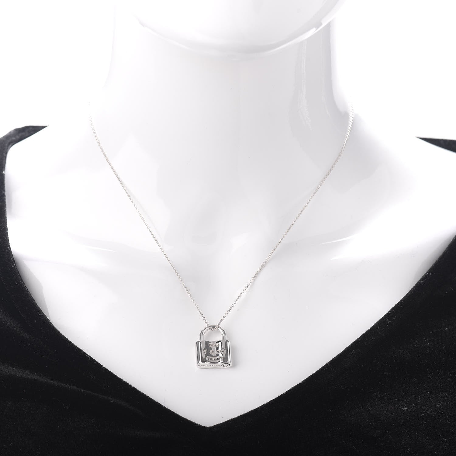 Tiffany Sterling Silver 1837 Lock Charm Pendant Necklace 2 of 4
