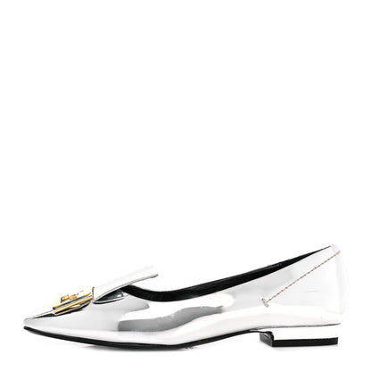 Givenchy Patent Calfskin Metallic Double G Mystic Loafers 36 Silver 1 of 9