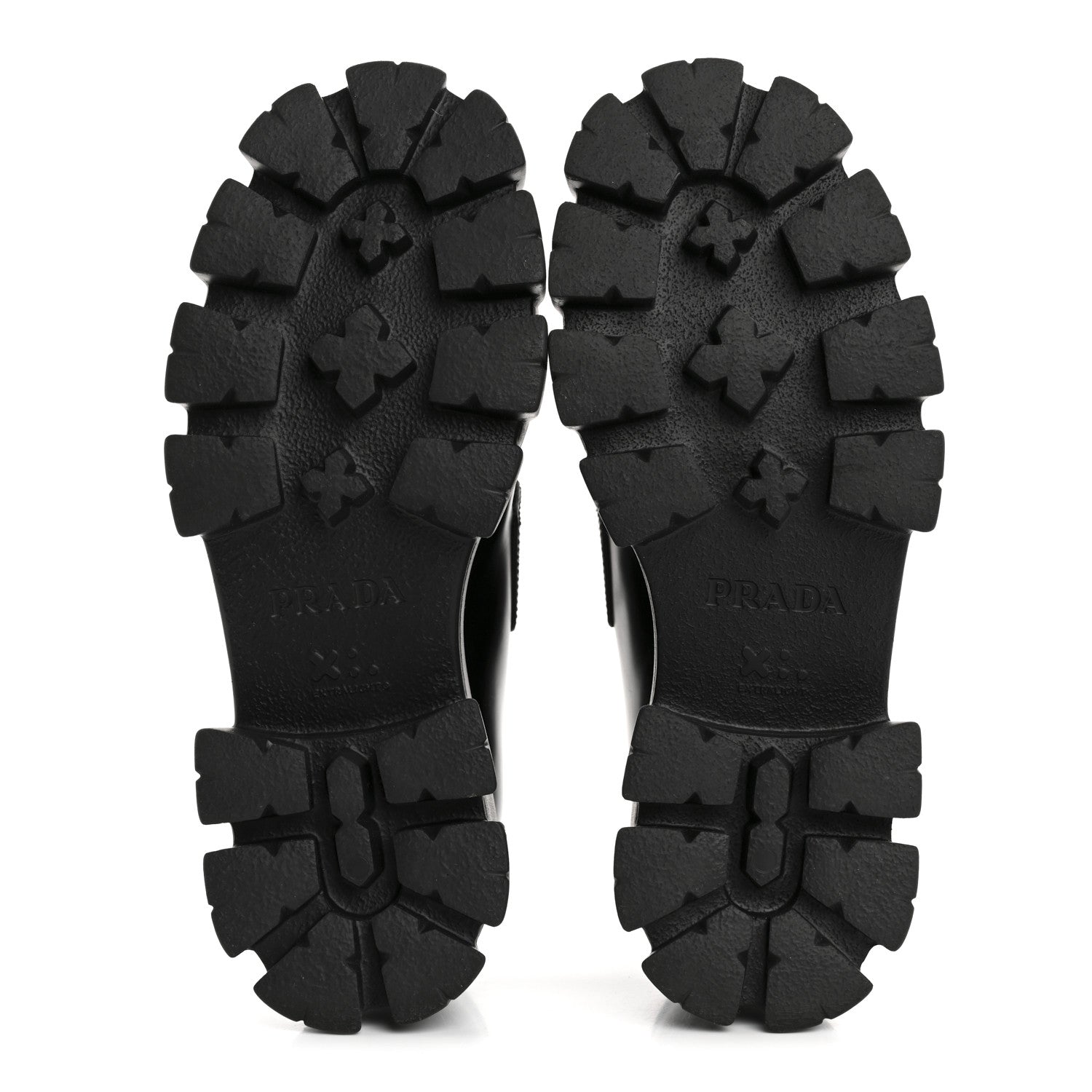 Prada Spazzolato Rois Metal Triangle Logo Monolith 55mm Loafers 38 Black 6 of 11