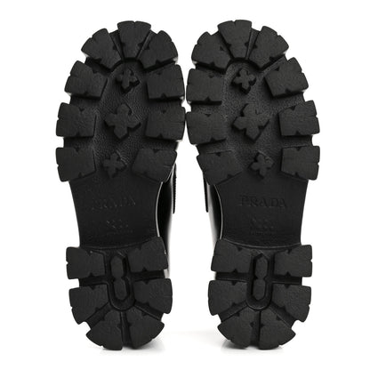 Prada Spazzolato Rois Metal Triangle Logo Monolith 55mm Loafers 38 Black 6 of 11