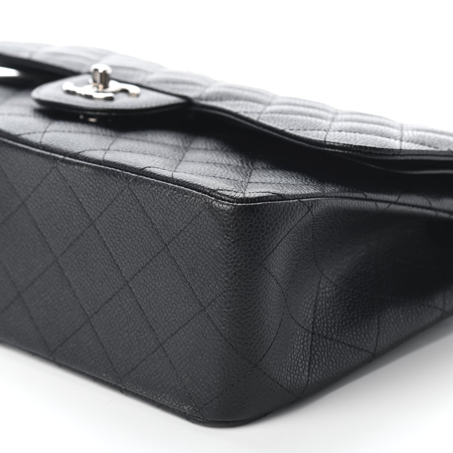 Caviar Quilted Jumbo Double Flap Black