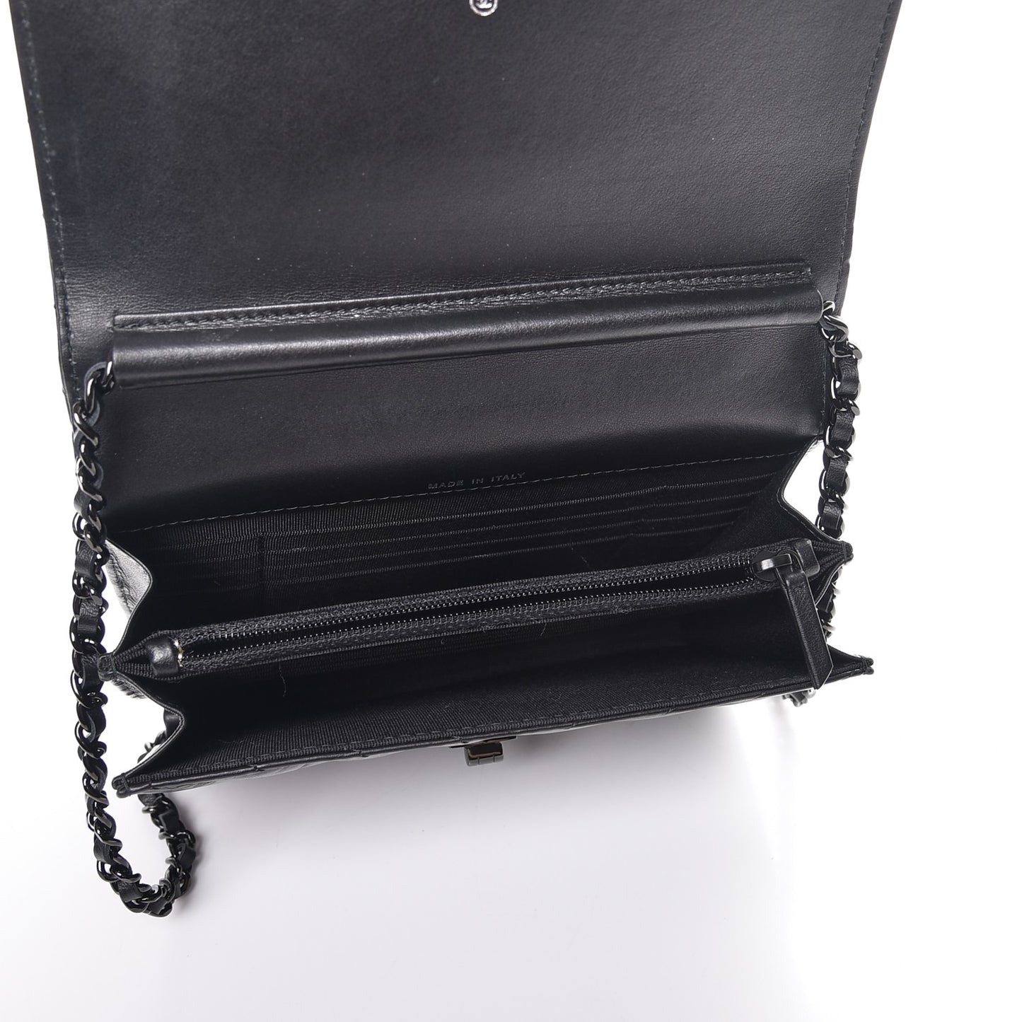 Aged Calfskin Chevron Quilted Reissue 2.55 Square Wallet On Chain WOC So Black