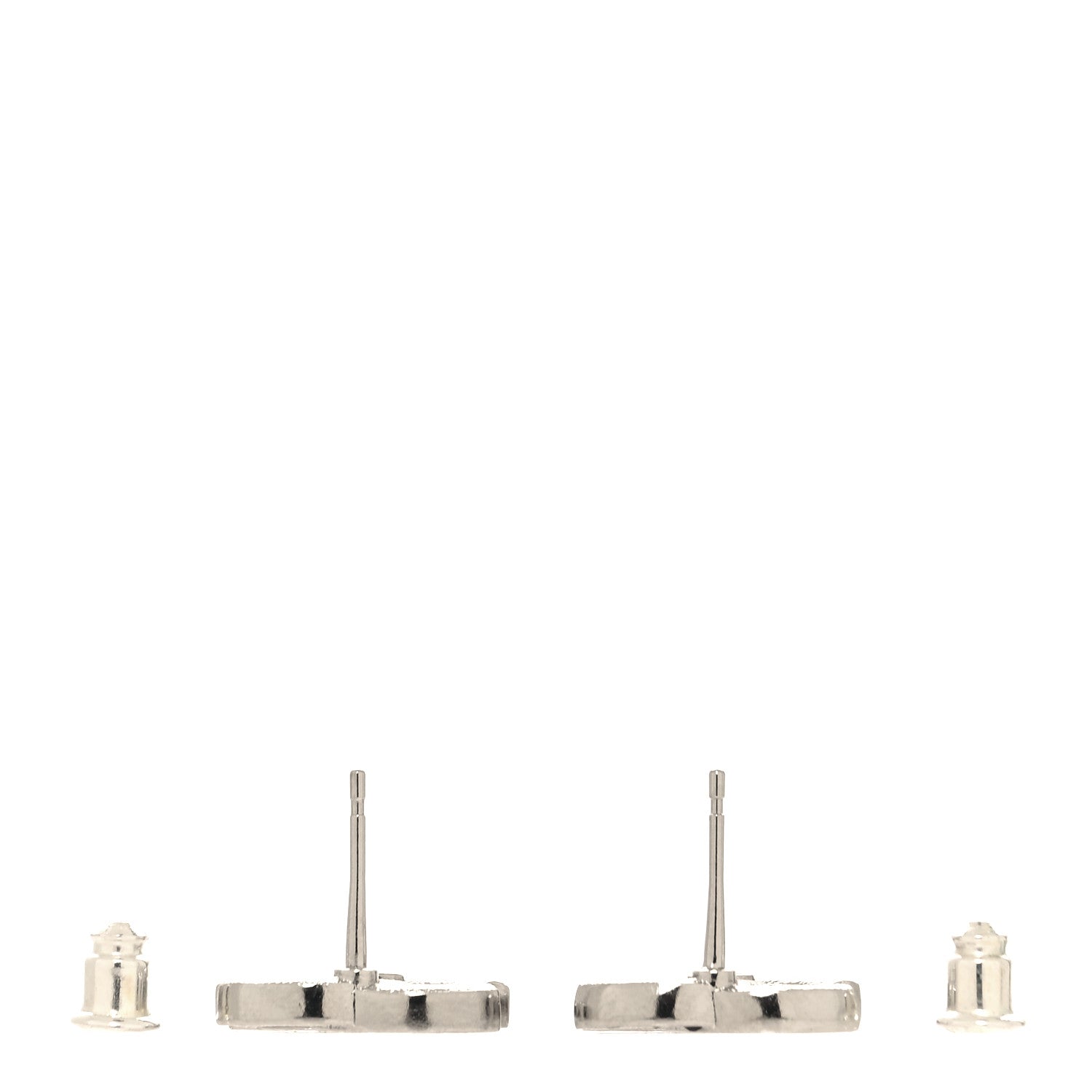 Chanel Crystal Enamel CC Earrings Silver Black 3 of 4