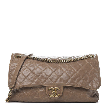 Chanel Crumpled Grained Calfskin Quilted Maxi Shiva Flap Brown 1 of 10