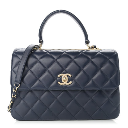 Chanel Lambskin Quilted Medium Trendy CC Flap Dual Handle Bag Blue 1 of 9