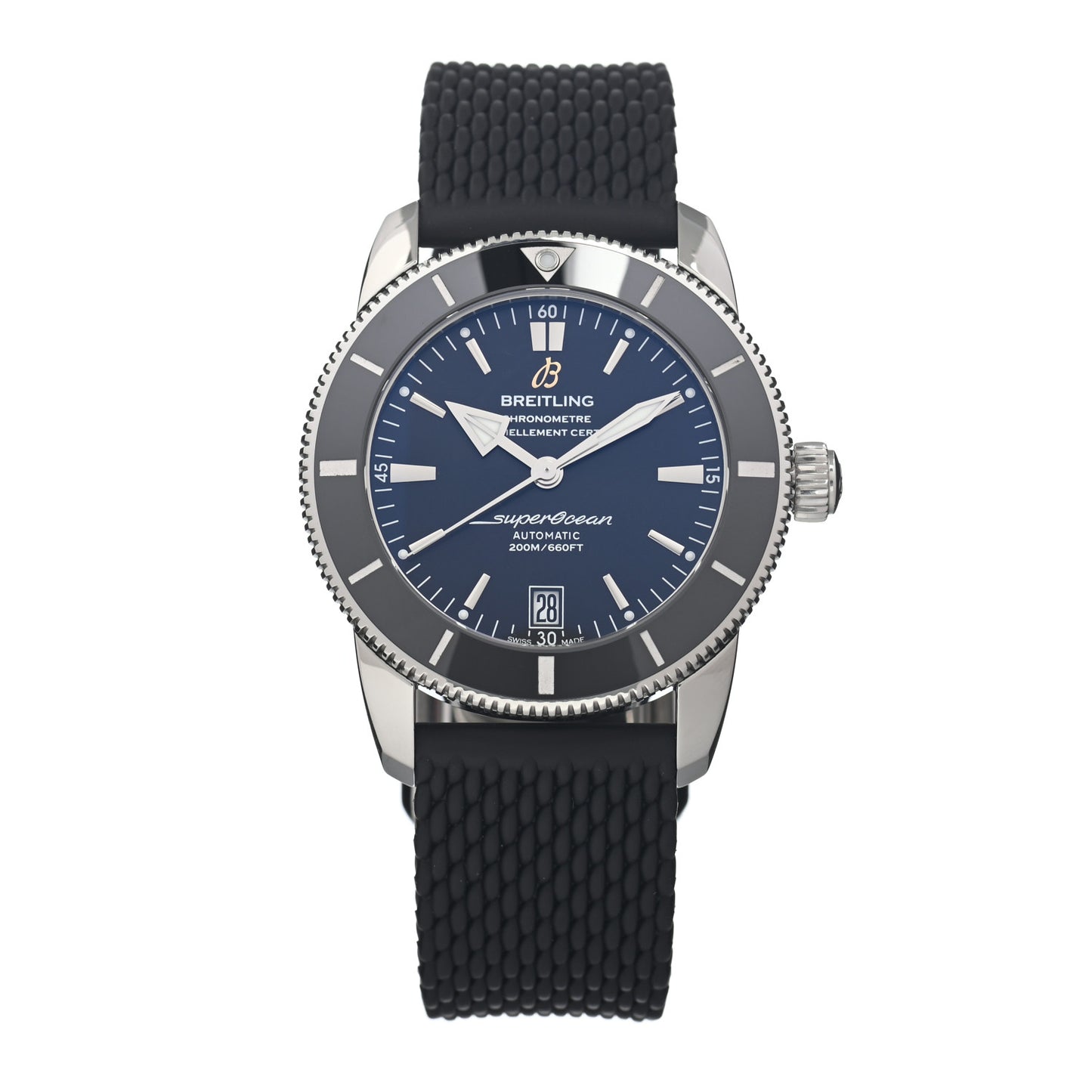 Stainless Steel Rubber 42mm Superocean Heritage II B20 Automatic Watch Blue AB2010161C1A1